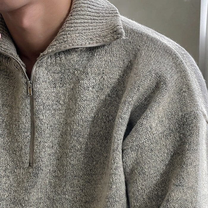 Zip-Collar Old Money Sweater