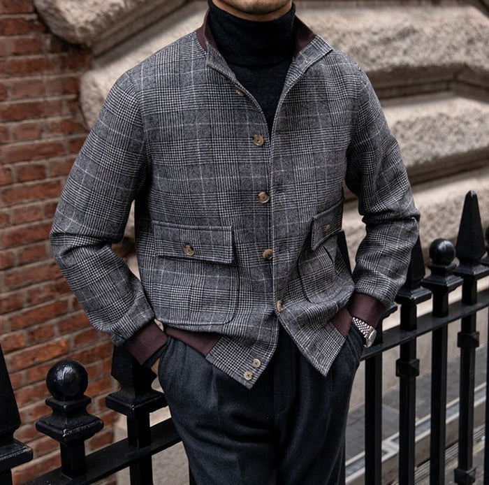 Old Money Glen Check Wool Jacket